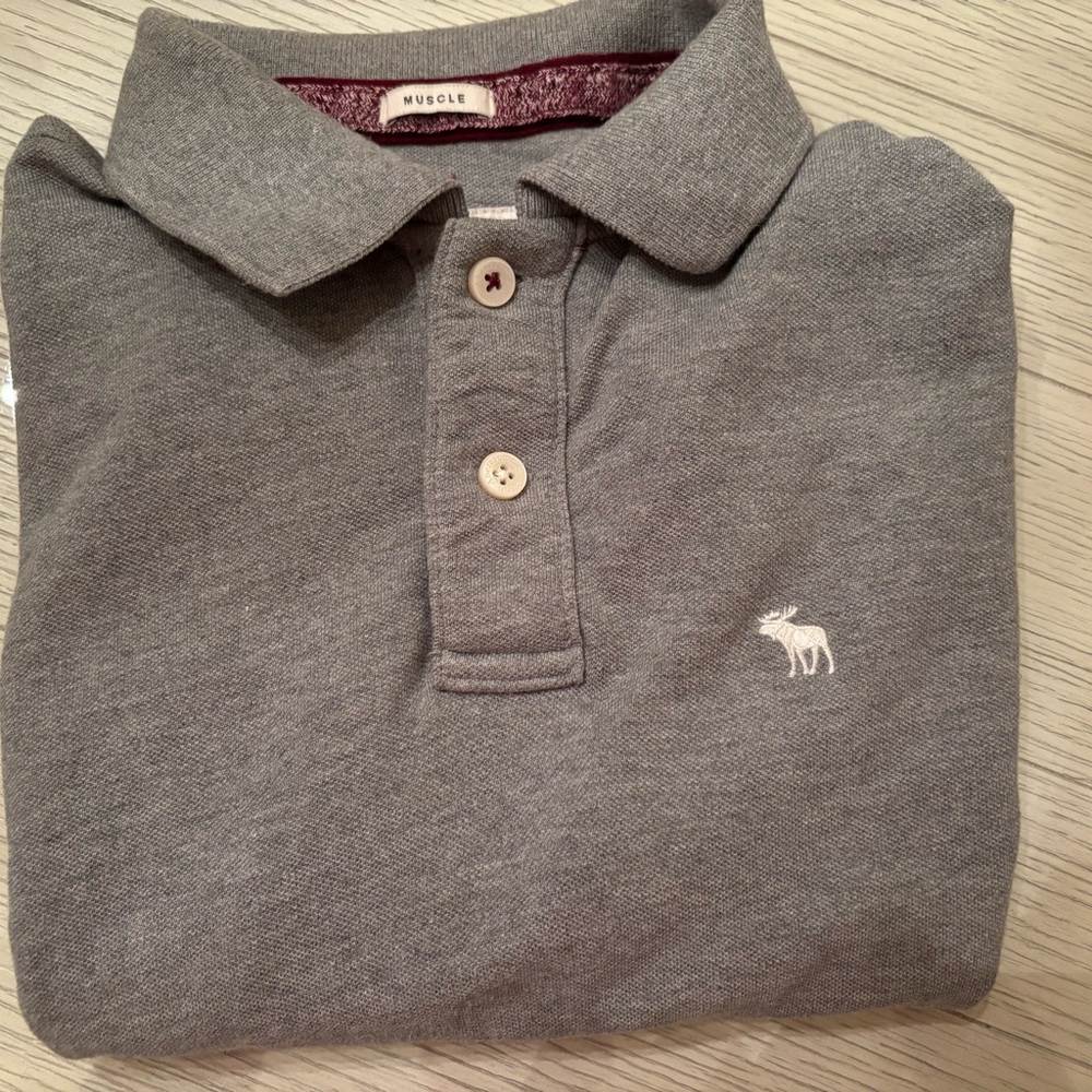 Abercrombie & Fitch Gray Polo with Maroon Trim